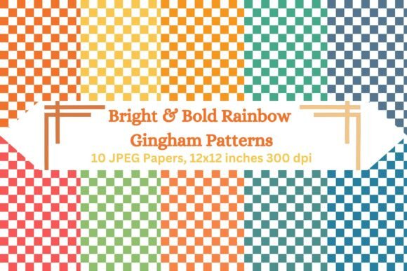 Download Bright &amp; Bold Rainbow Gingham Patterns - Rainbow gingham Collection