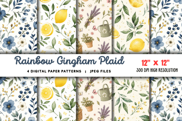 Download Rainbow Gingham Plaid Digital Paper - Rainbow gingham Collection