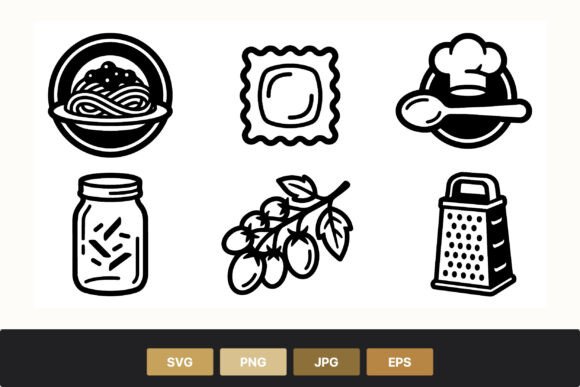 Download Pasta and Cooking Icons Black and White - Cook Collection